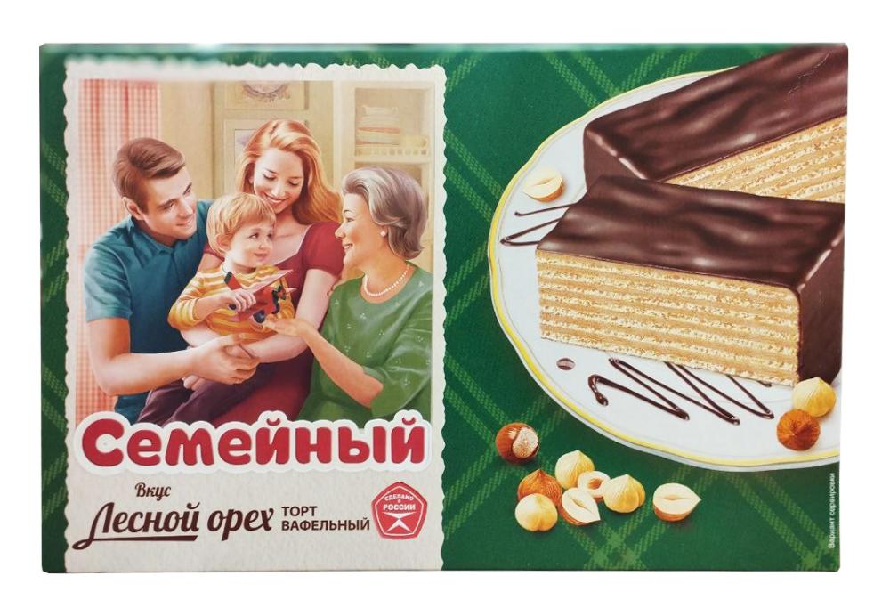 ТОРТ ВАФЕЛЬНЫЙ КОЛОМЕНСКИЙ СЕМЕЙНЫЙ ЛЕСНОЙ ОРЕХ 370ГР