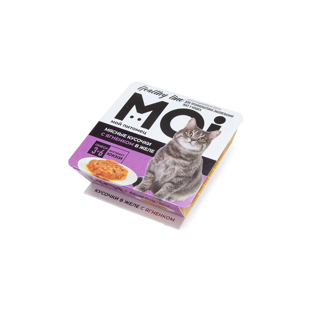КОРМ MOI Д/КОШЕК МЯСНЫЕ КУСОЧКИ С ЯГНЕНКОМ В ЖЕЛЕ, ПРОФ ЗАБОЛЕВАНИЯ ЖКТ 100ГР