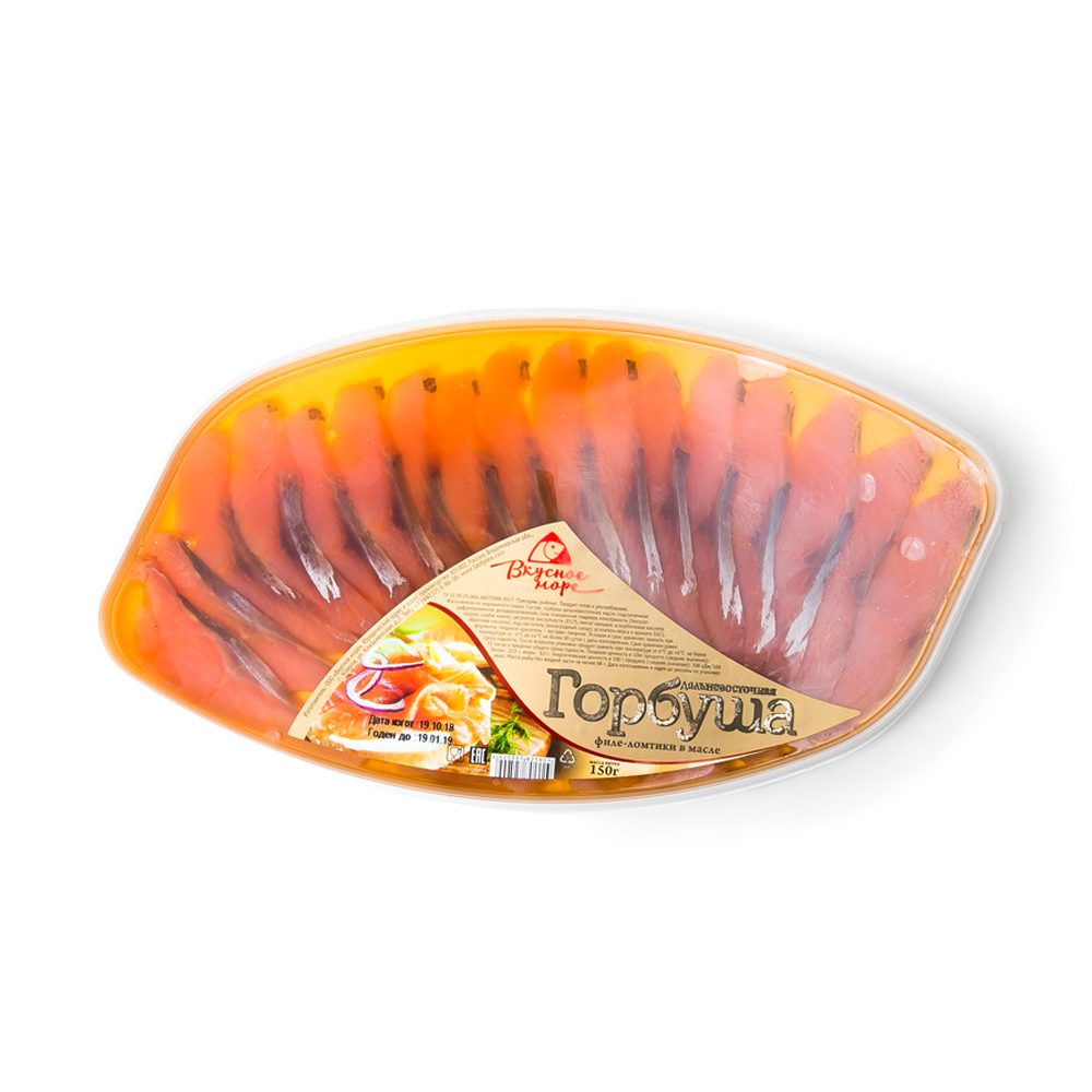 ГОРБУША ФИЛЕ КУСОЧКИ В МАСЛЕ ВКУСНОЕ МОРЕ 150ГР