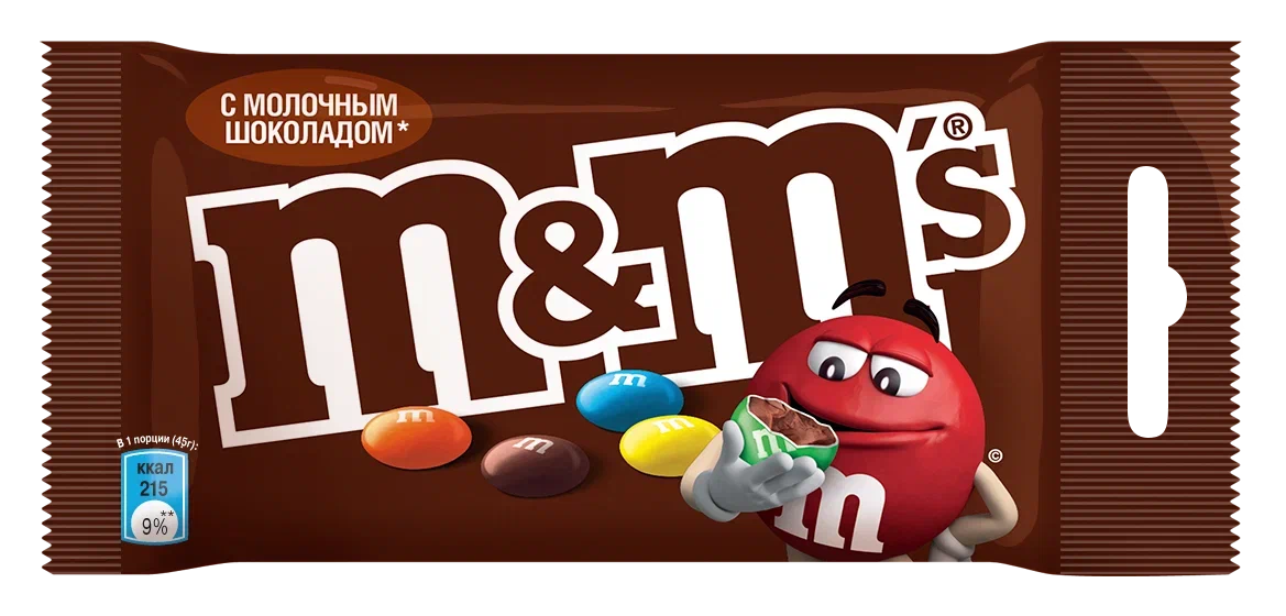 ДРАЖЕ М*М С МОЛОЧНЫМ ШОКОЛАДОМ 45ГР