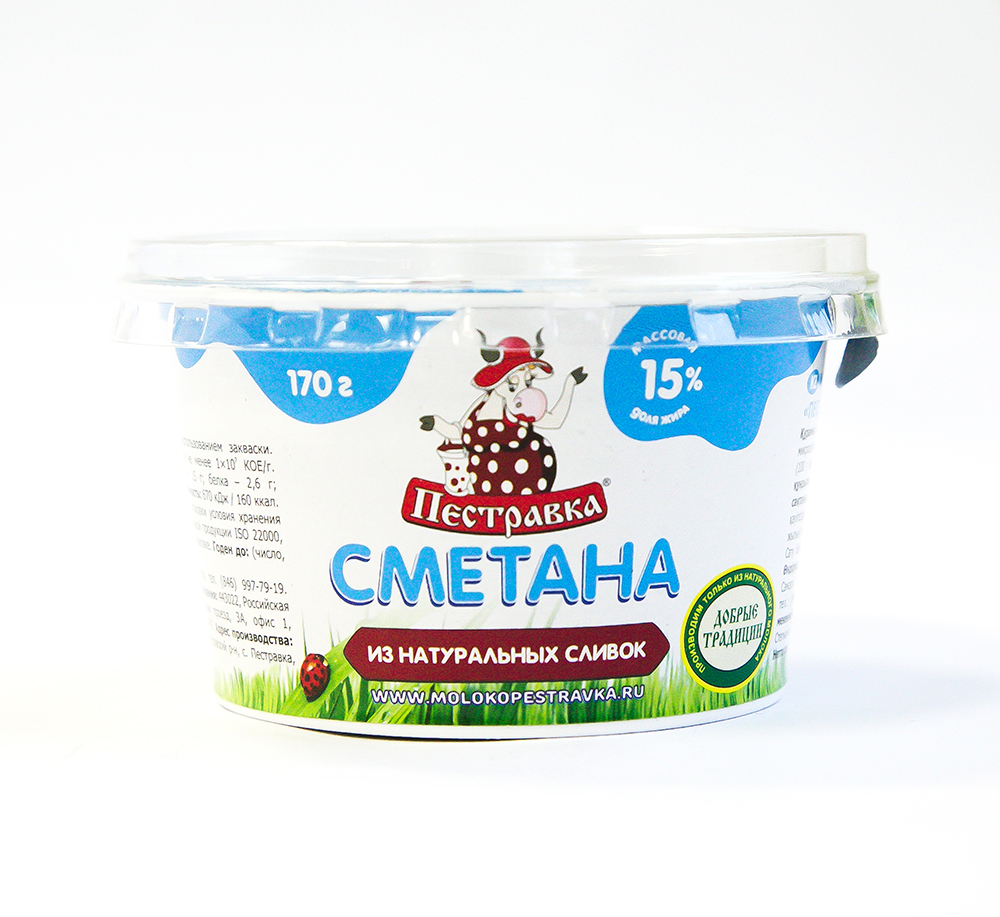БЗМЖ СМЕТАНА ПЕСТРАВКА П/СТ 15% 170ГР