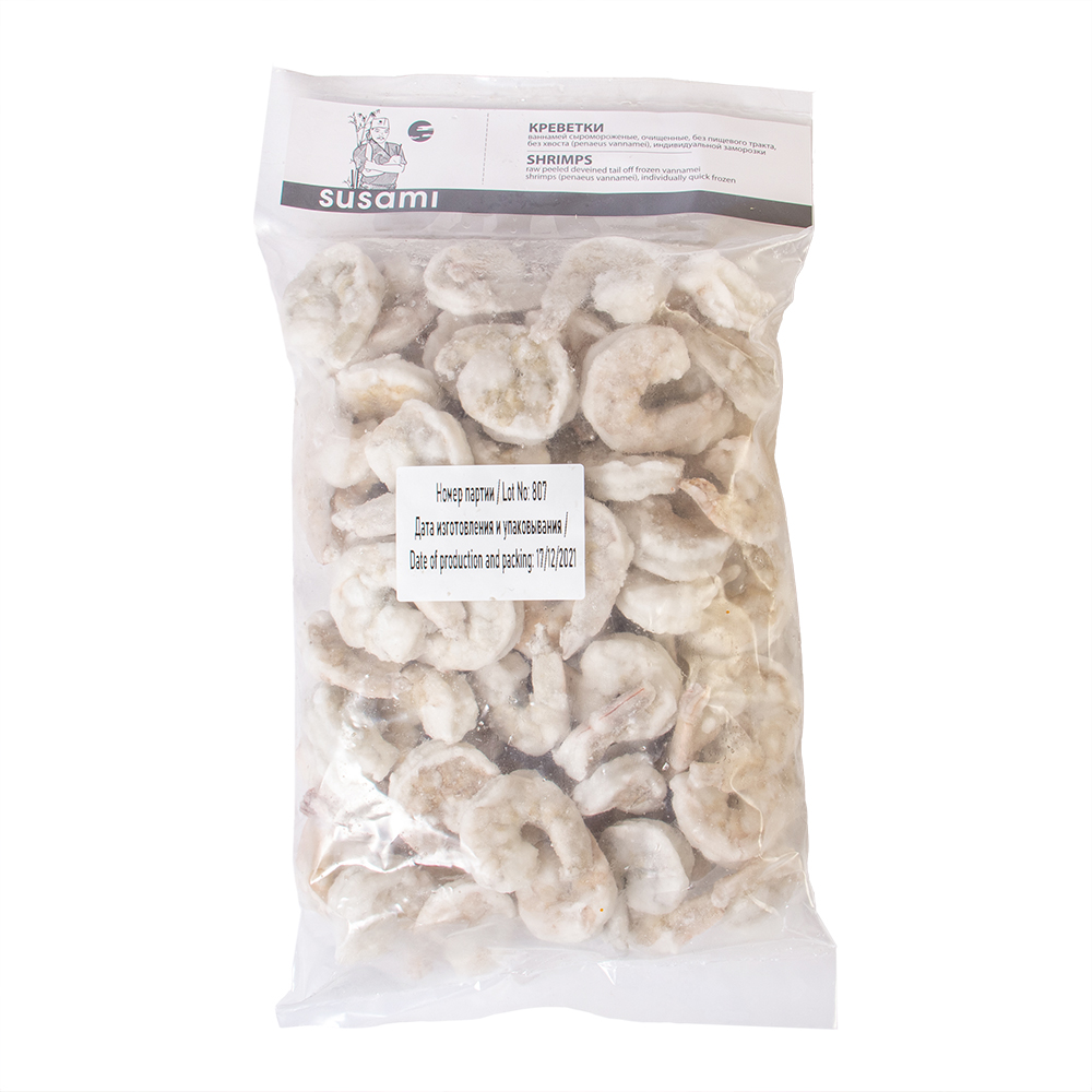 КРЕВЕТКИ VANNAMEI (SUSAMI) 26/30 С/М, Б/Г, ОЧИЩ/БЕЗ ПТ/БЕЗ ХВ 930ГР ВЬЕТНАМ