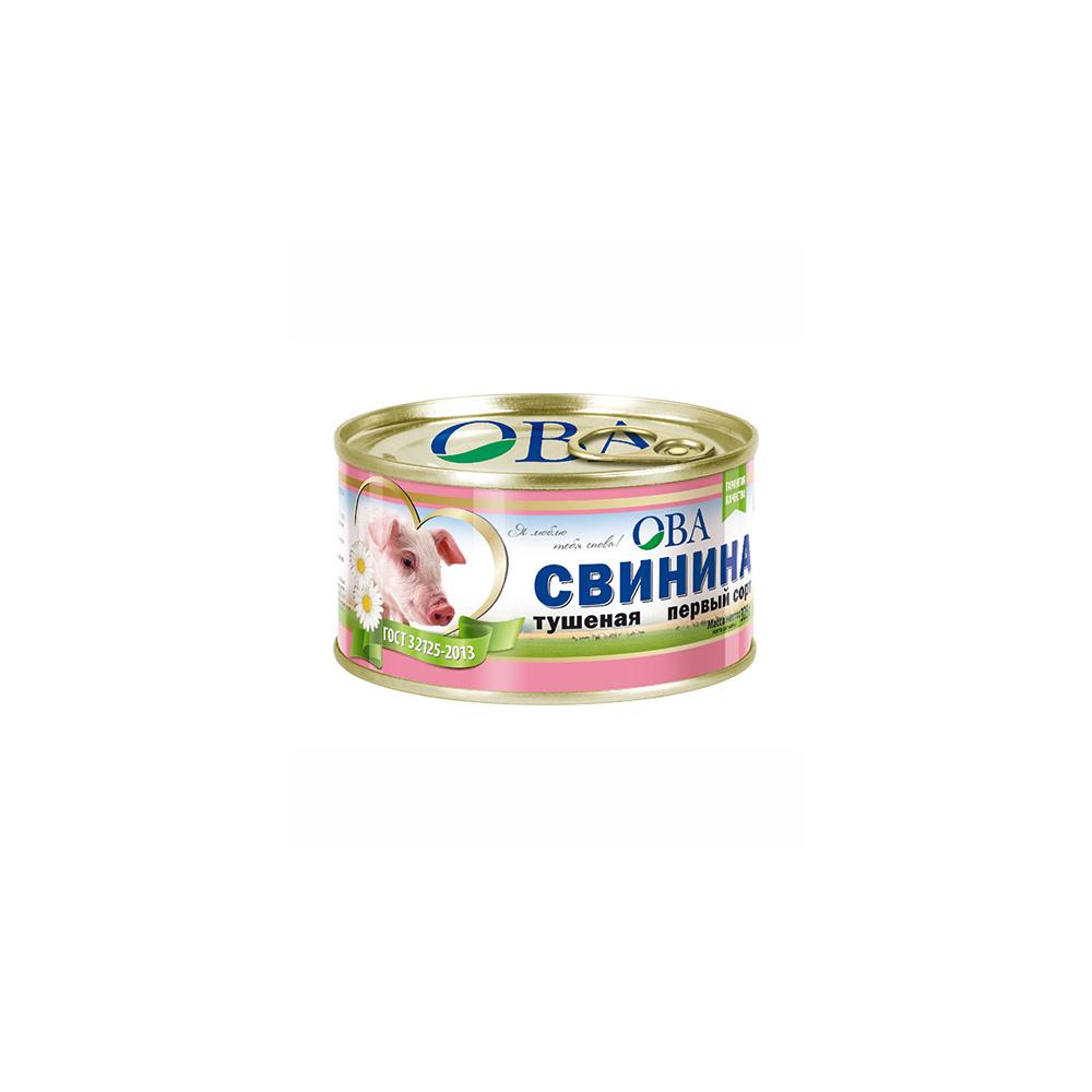 СВИНИНА ТУШЕНАЯ ОВА ГОСТ 1/C КЛЮЧ Ж/Б 325ГР