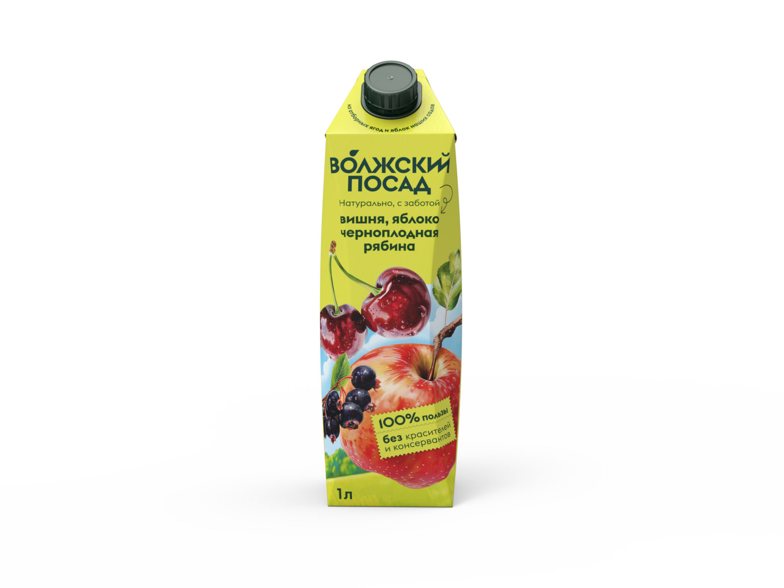 НЕКТАР ВОЛЖСКИЙ ПОСАД 1Л ЯБЛОКО/ВИШНЯ/ЧЕРН РЯБИНА