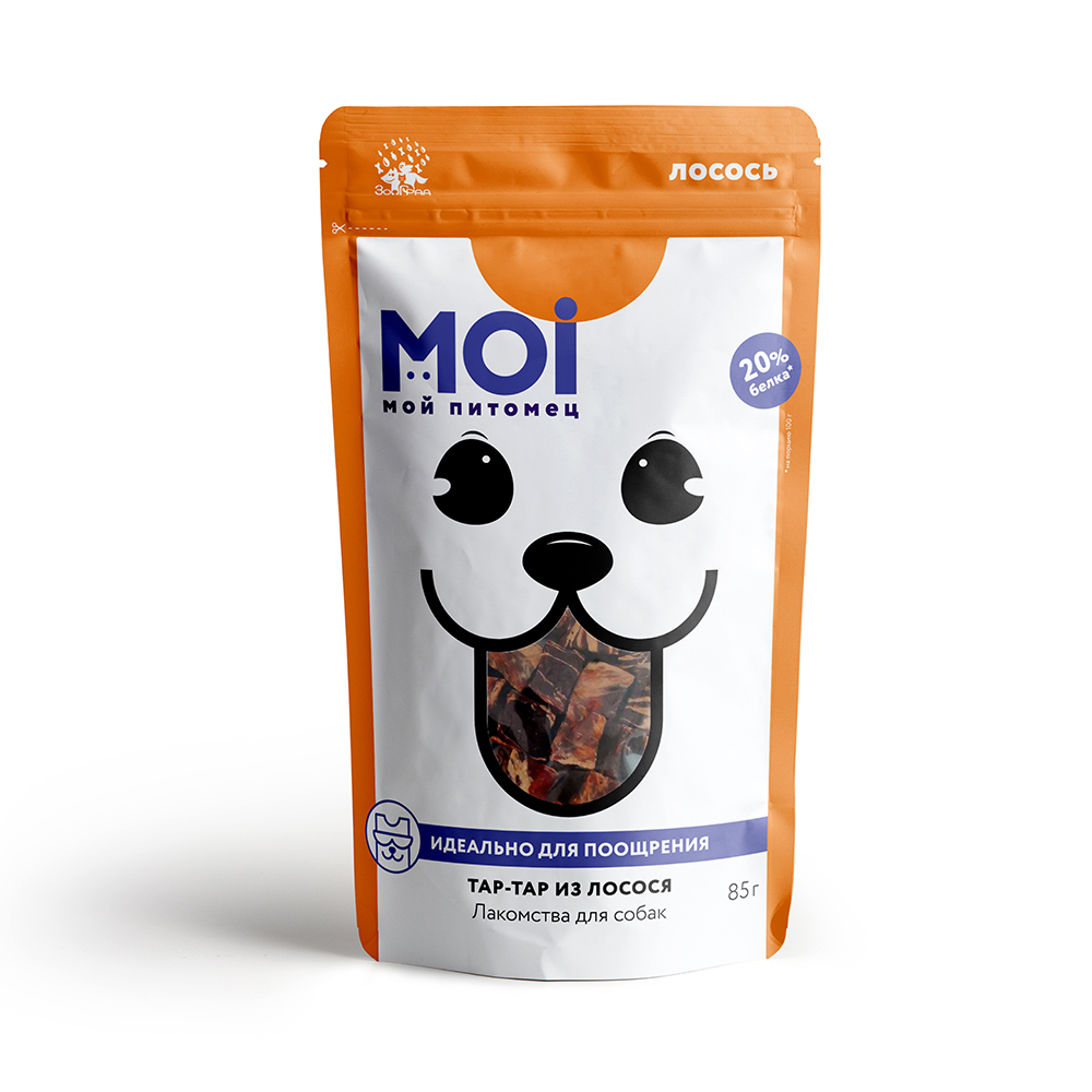 ЛАКОМСТВО Д/СОБАК МОЙ ПИТОМЕЦ ТАР-ТАР ИЗ ЛОСОСЯ ПАК 85Г