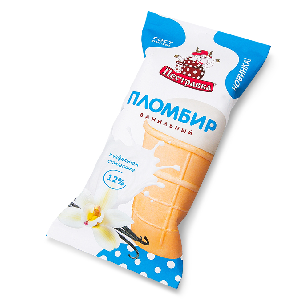 БЗМЖ МОРОЖЕНОЕ ПЕСТРАВКА ВАФ СТАКАН ПЛОМБИР 12% 100ГР