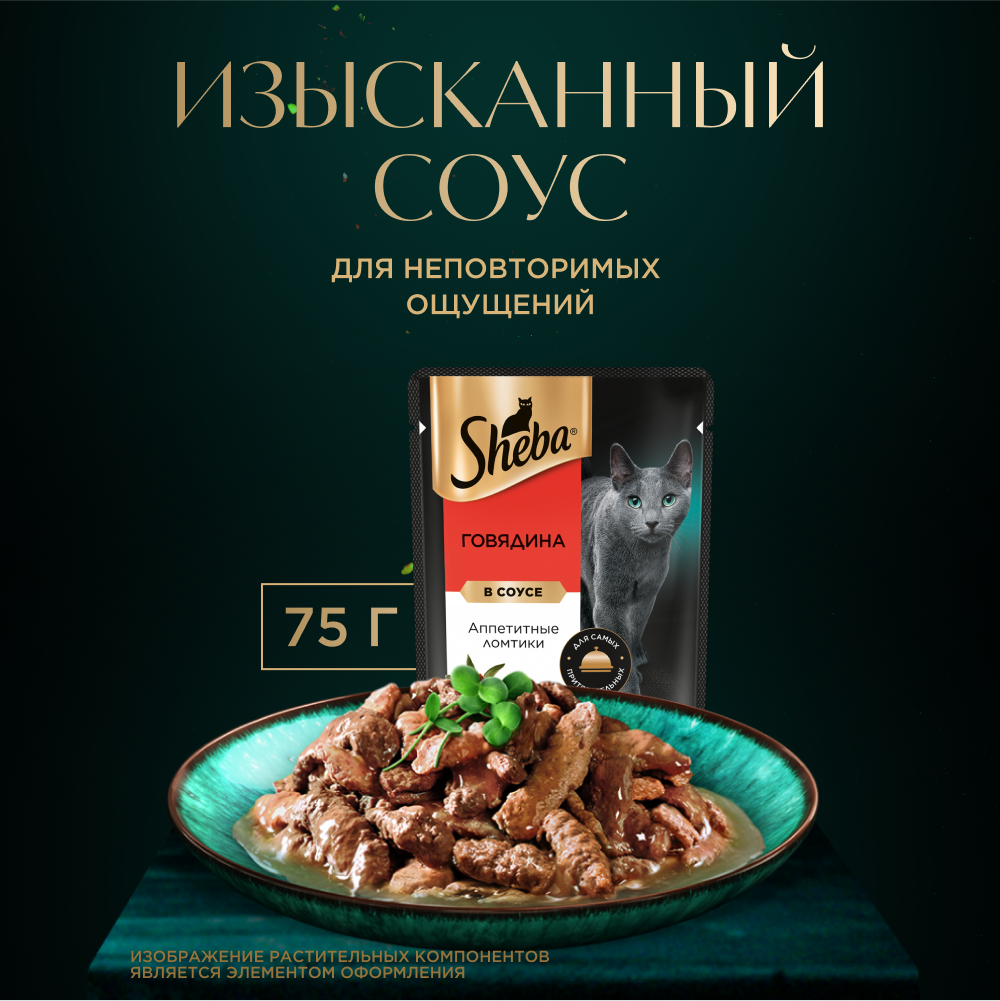 КОРМ Д/КОШЕК ШЕБА ПЛЕЖЕР ГОВЯДИНА В СОУСЕ ПАУЧ 75ГР