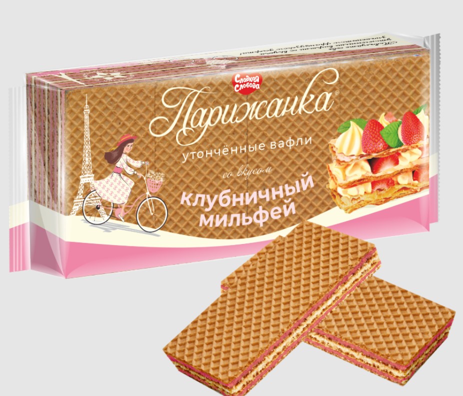 ВАФЛИ ПАРИЖАНКА КЛУБНИЧНЫЙ МИЛЬФЕЙ СС 210ГР