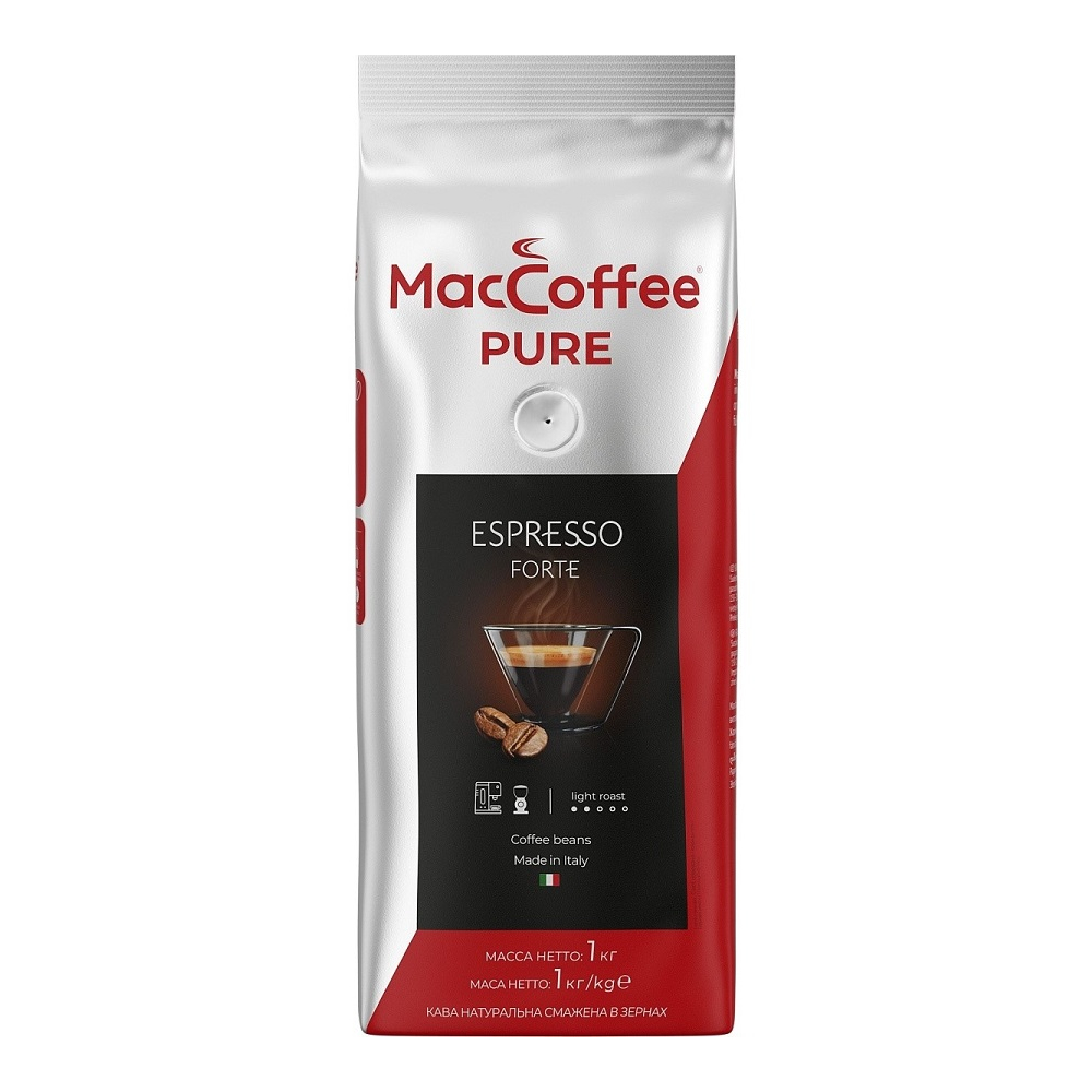КОФЕ MACCOFFEE PURE ESPRESSO FORTE ЖАРЕННЫЙ В ЗЕРНАХ ПАК 1000ГР