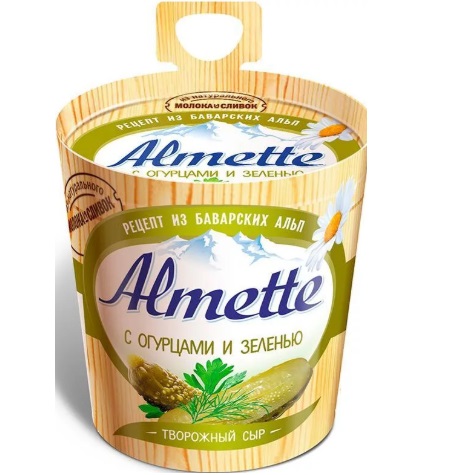 БЗМЖ СЫР ХОХЛАНД АЛЬМЕТТЕ С ЗЕЛЕНЬЮ И ОГУР 150ГР