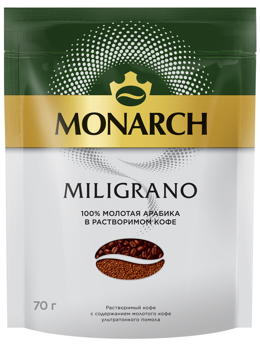 КОФЕ МОНАРХ МИЛИГРАН РАСТВ С МОЛОТЫМ М/У 70Г