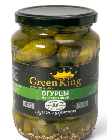 ОГУРЦЫ МАРИНОВАННЫЕ 3-6СМ ГРИН КИНГ СТ/Б 720МЛ
