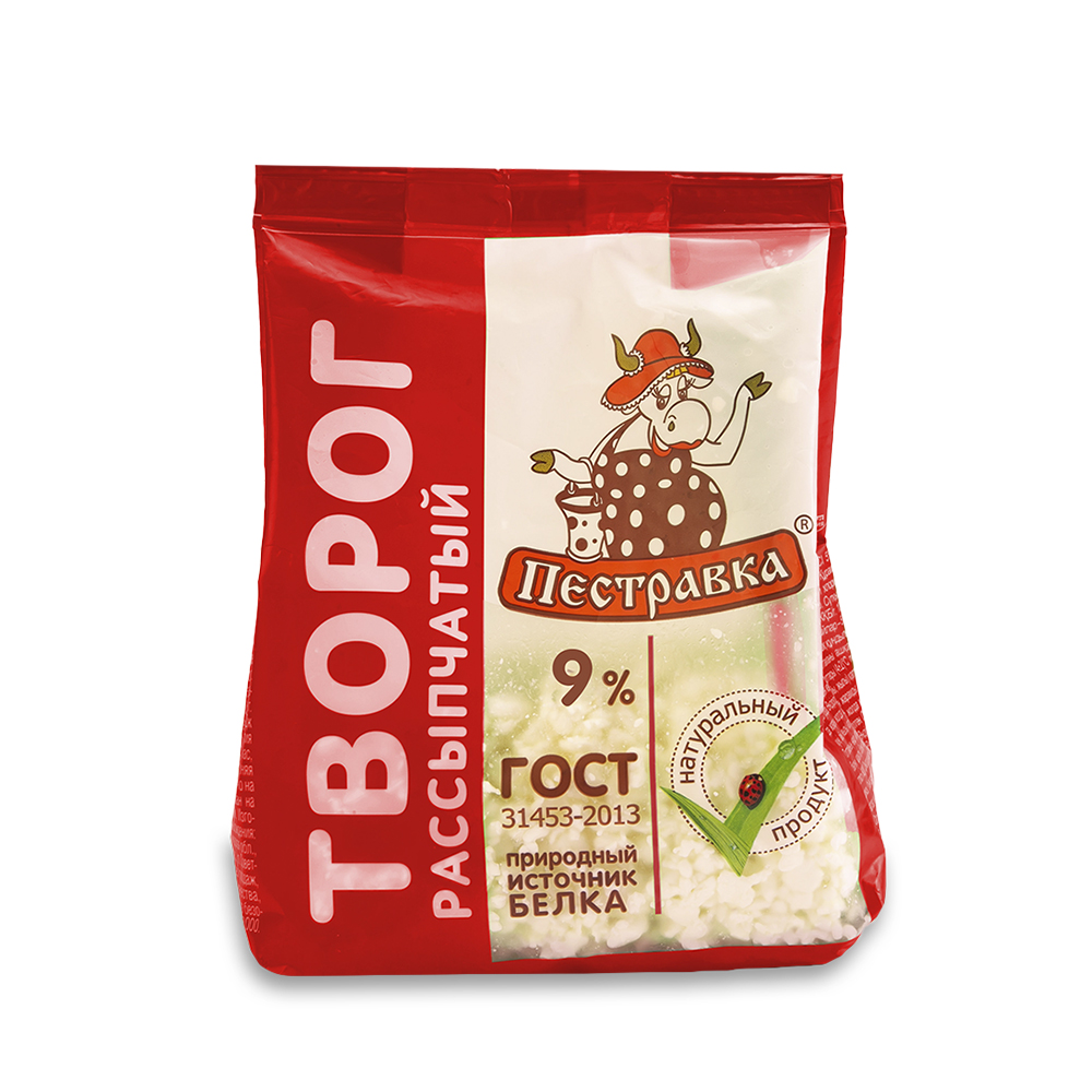 БЗМЖ ТВОРОГ ПЕСТРАВКА 9% 300ГР СТАБИЛОБЭГ