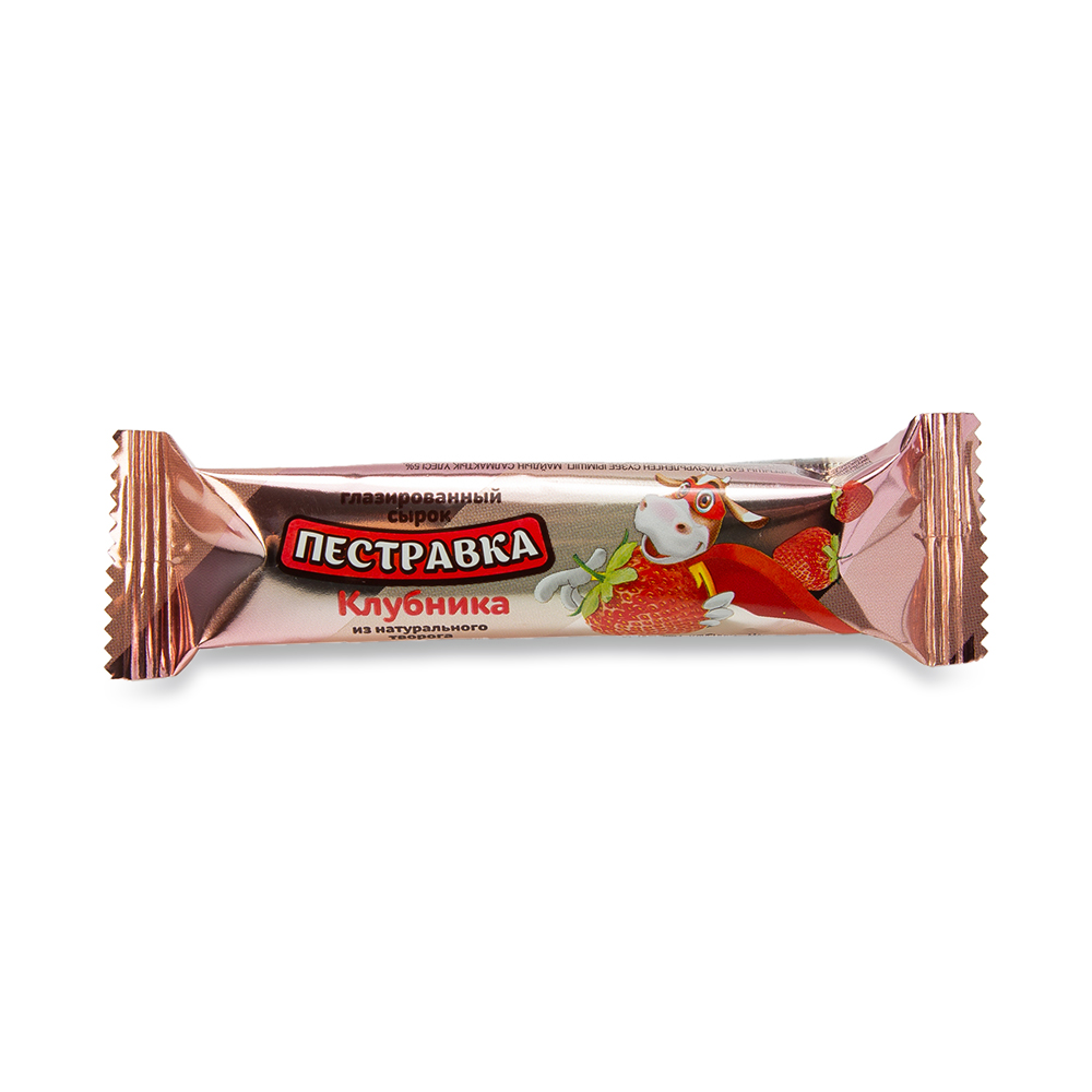 БЗМЖ СЫРОК ТВОРОЖНЫЙ ПЕСТРАВКА ГЛАЗИР (ПАЛОЧКИ) С КЛУБНИКОЙ 30ГР