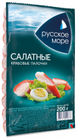 КРАБОВЫЕ ПАЛОЧКИ САЛАТНЫЕ РУССКОЕ МОРЕ ОХЛАЖДЕННЫЕ 200Г 1/8