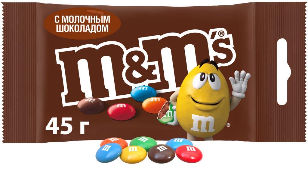 ДРАЖЕ М*М С МОЛОЧНЫМ ШОКОЛАДОМ 45ГР