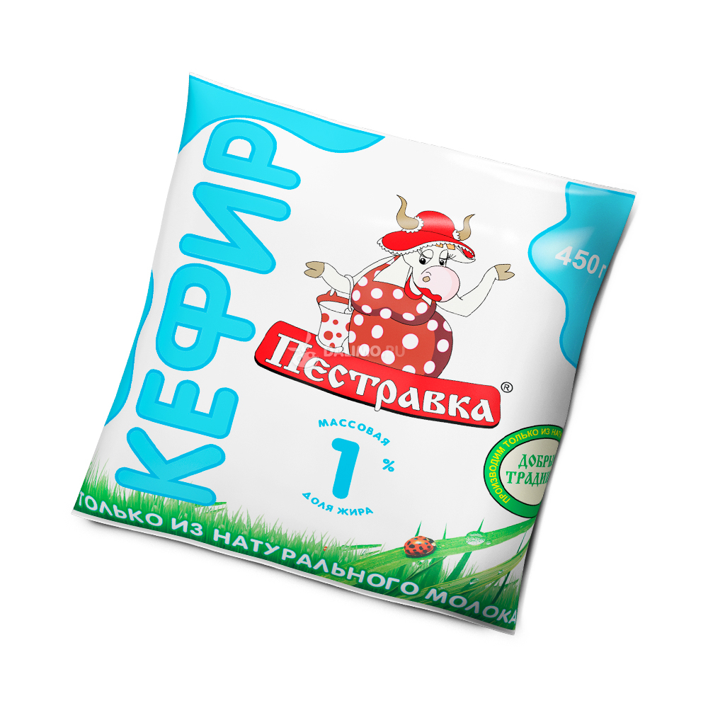 БЗМЖ КЕФИР ПЕСТРАВКА 1% 450ГР Ф/П
