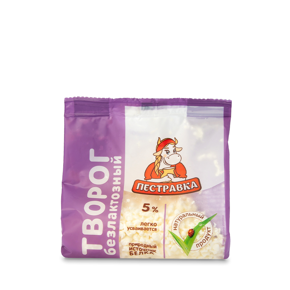 БЗМЖ ТВОРОГ ПЕСТРАВКА БЕЗЛАКТОЗНЫЙ 5% 180ГР СТАБИЛОБЭК