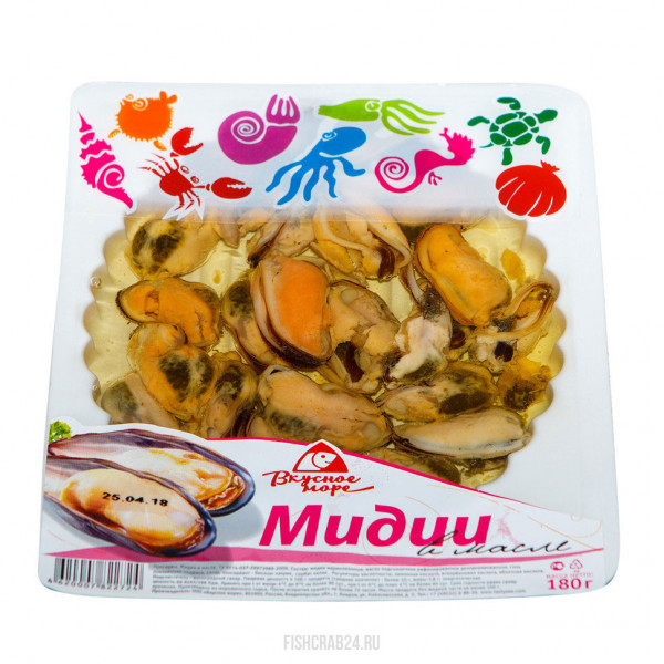 МИДИИ В МАСЛЕ В/У ВКУСНОЕ МОРЕ 180ГР