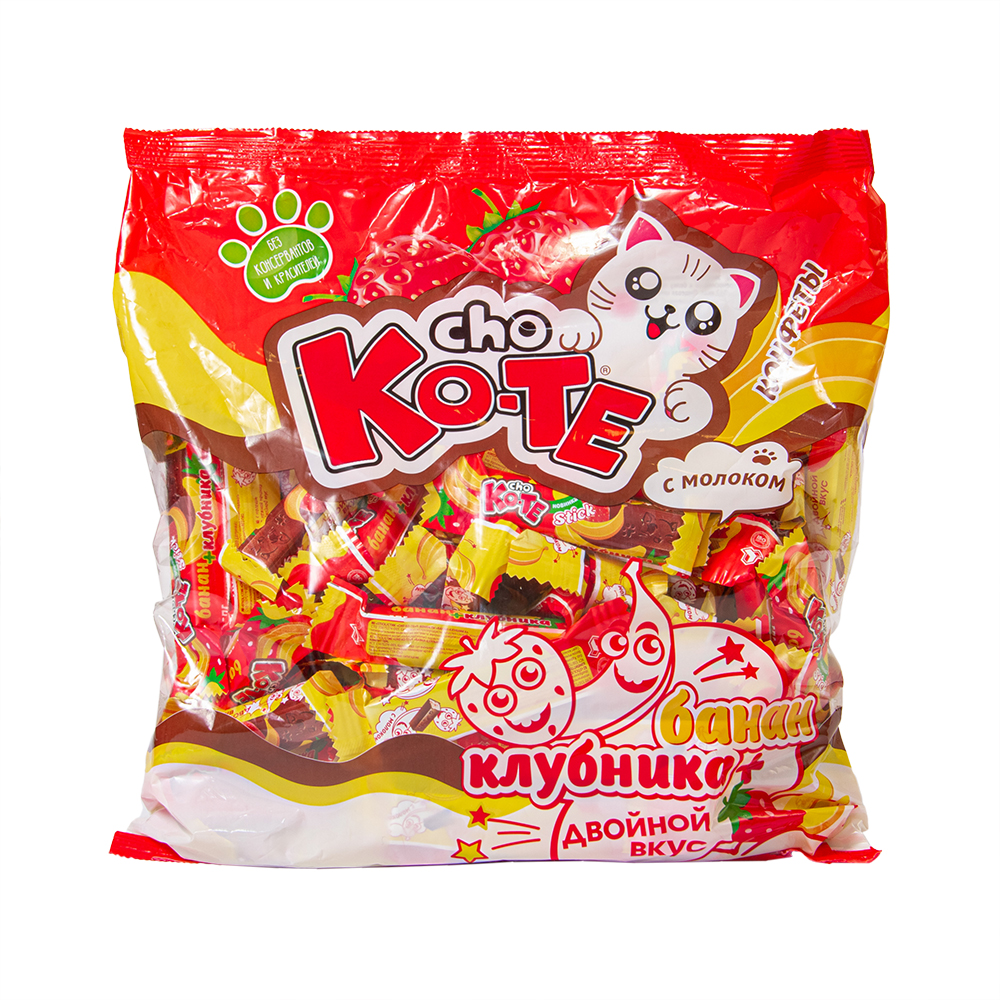 КОНФЕТЫ МХ CHO KO-TE БАНАН-КЛУБНИКА 1КГ