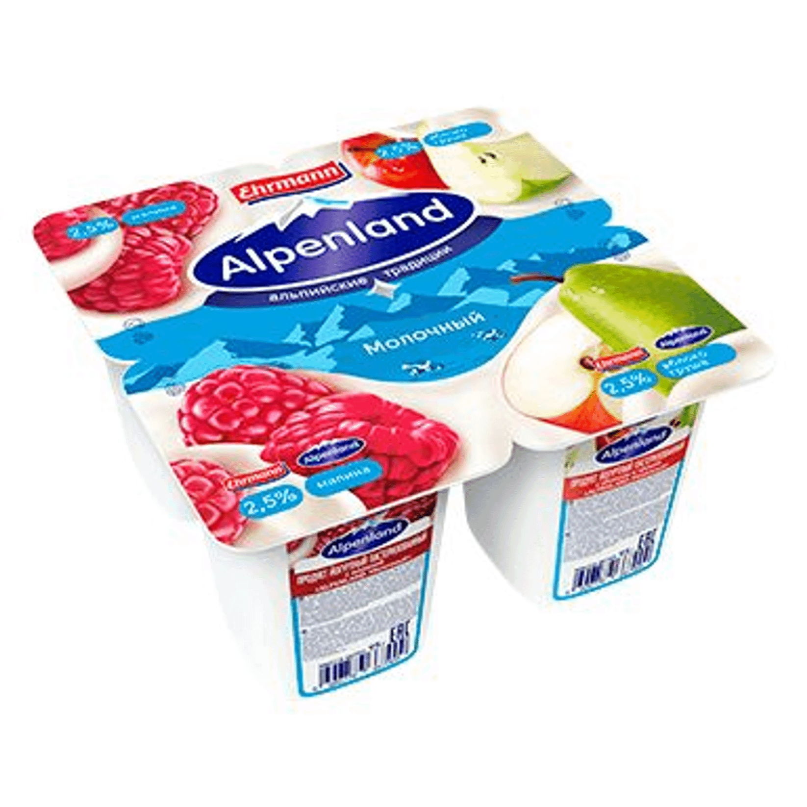 СЗМЖ ЙОГУРТ ЭРМАНН АЛЬПЕНЛЭНД ФРУКТОВЫЙ 2,5% МАЛИНА/ЯБЛОКО/ГРУША 95ГР