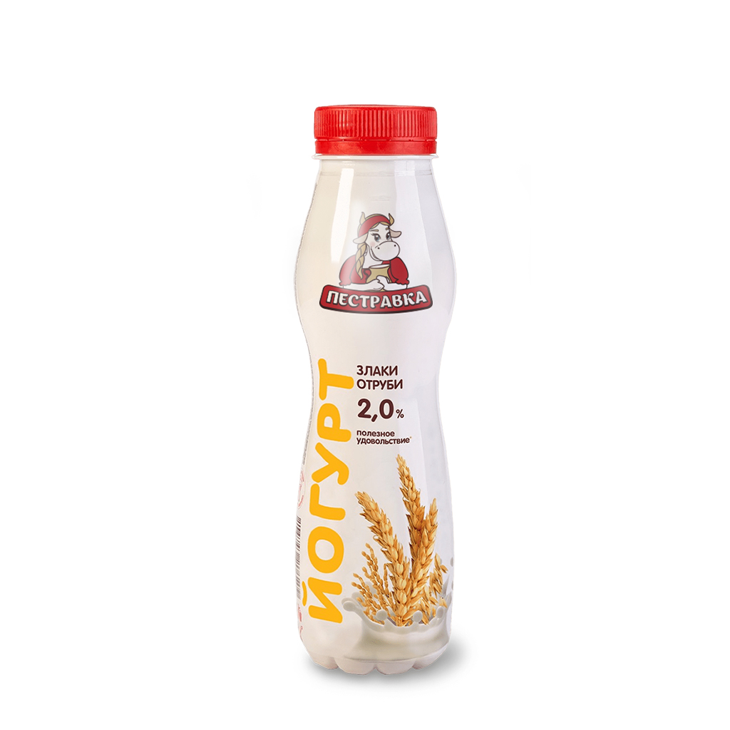 БЗМЖ ЙОГУРТ ПЕСТРАВКА ОТРУБИ ЗЛАКИ 2% 270ГР ПЭТ