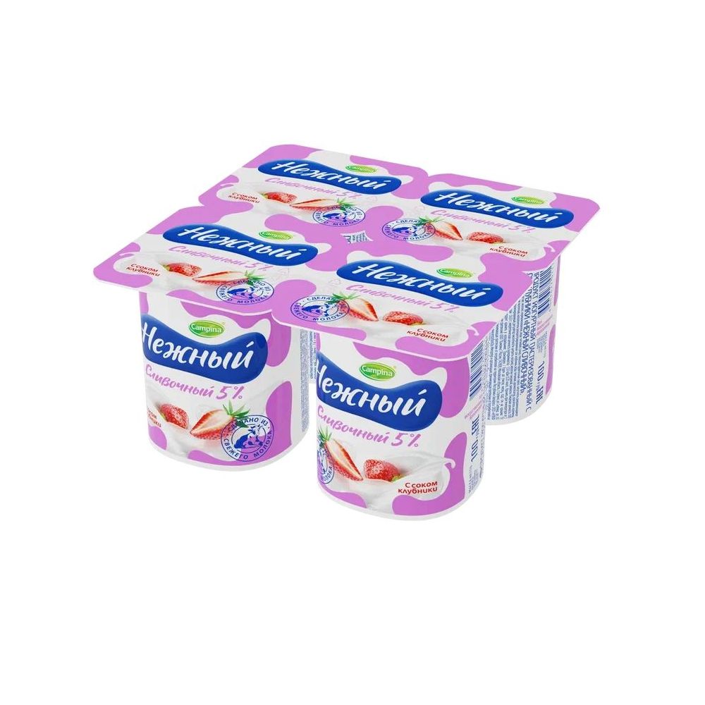 БЗМЖ ЙОГУРТ НЕЖНЫЙ С СОКОМ КЛУБНИКА СЛИВ 5% 100ГР