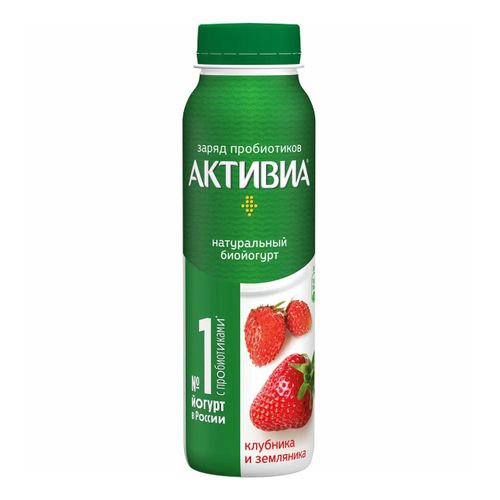 БЗМЖ ЙОГУРТ АКТИБИО ПИТ 1,5% КЛУБНИКА/ЗЕМЛ 260ГР ПЭТ
