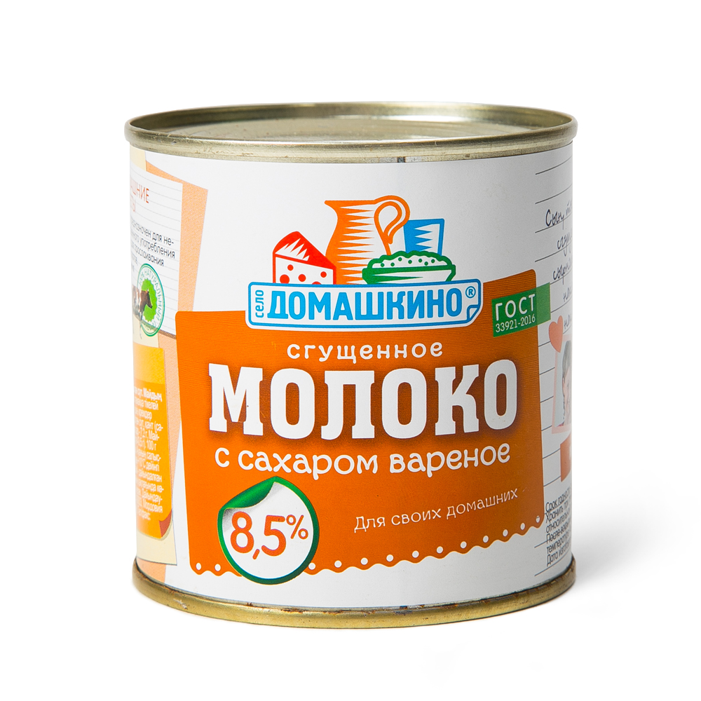 БЗМЖ МОЛОКО СГУЩЕННОЕ ВАРЕНОЕ С САХАРОМ СЕЛО ДОМАШКИНО 8,5% 380ГР