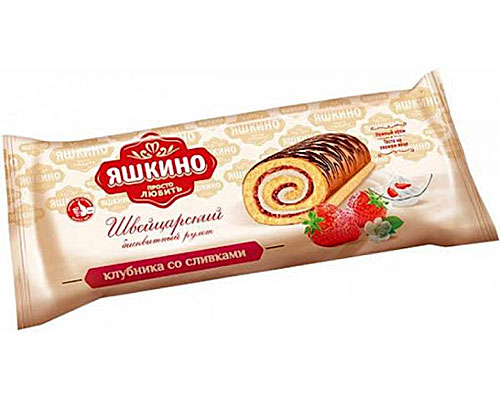 РУЛЕТ ЯШКИНО КЛУБНИКА СО СЛИВКАМИ 200ГР