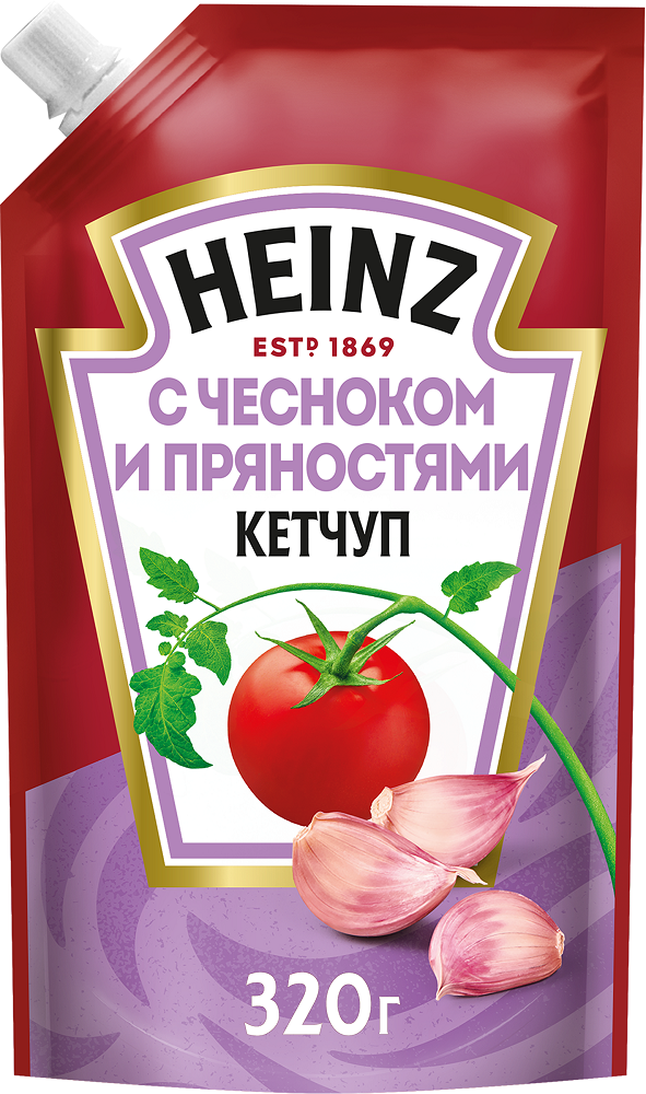 КЕТЧУП ХАЙНЦ С ЧЕСНОКОМ И ПРЯНОСТЯМИ 320ГР Д/П