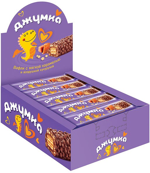 ВАФЛИ ДЖУМКА С МЯГКОЙ КАРАМЕЛЬЮ И ВОЗДУШ КУКУРУЗОЙ 37ГР