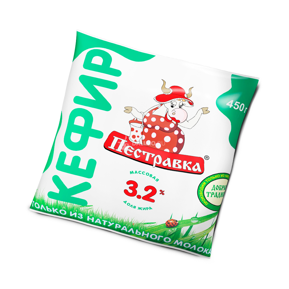 БЗМЖ КЕФИР ПЕСТРАВКА 3,2% 450ГР Ф/П