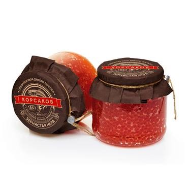 ИКРА ЛОСОСЕВАЯ ЗЕРНИСТАЯ ГОРБУША КОРСАКОВ 1853 450ГР С/Б