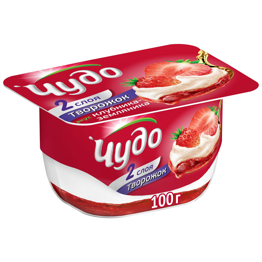 БЗМЖ ТВОРОЖОК ЧУДО КЛУБНИКА/ЗЕМЛЯНИКА 4% 100ГР