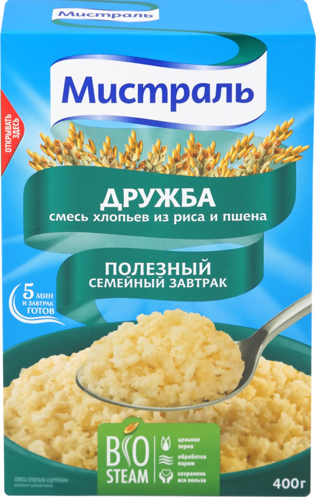 ХЛОПЬЯ СМЕСЬ ДРУЖБА МИСТРАЛЬ 400ГР