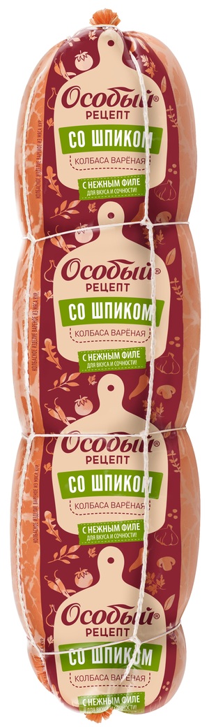 КОЛБАСА ВАРЕНАЯ ОСОБЫЙ РЕЦЕПТ СО ШПИКОМ П/А  /ВЕС