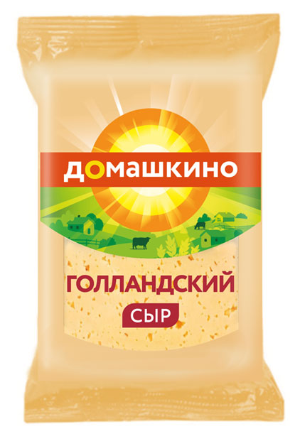 БЗМЖ СЫР ДОМАШКИНО ГОЛЛАНДСКИЙ ПОЛУТВЕРДЫЙ 45%, БРУСОК ФЛОУ-ПАК 180Г