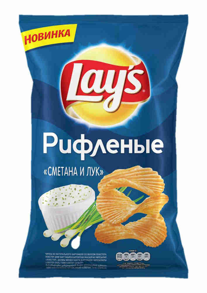 ЧИПСЫ ЛЭЙС 140ГР СМЕТАНА И ЛУК РИФЛЕНЫЕ