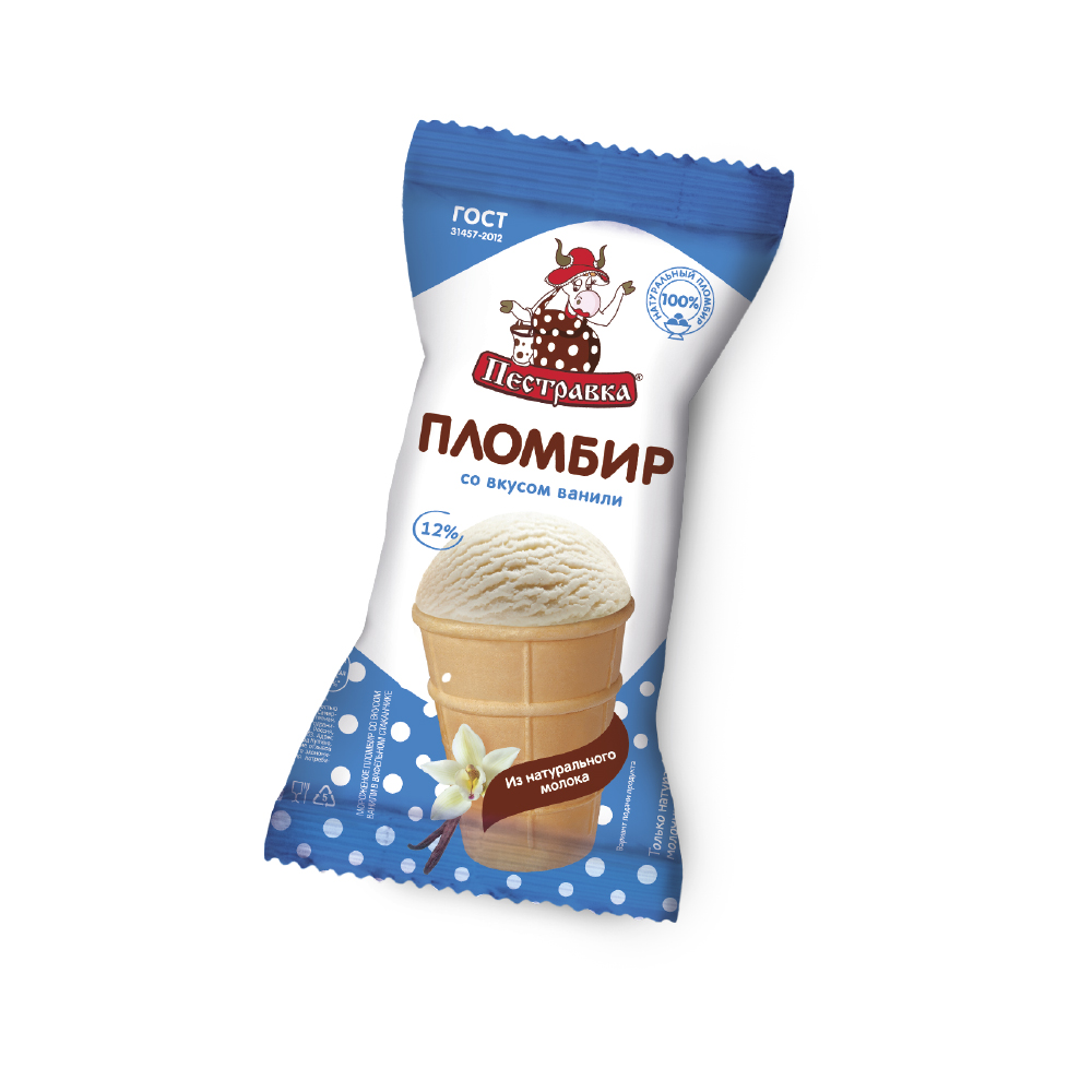 БЗМЖ МОРОЖЕНОЕ ПЕСТРАВКА ВАФ СТАКАН ПЛОМБИР 12% 100ГР