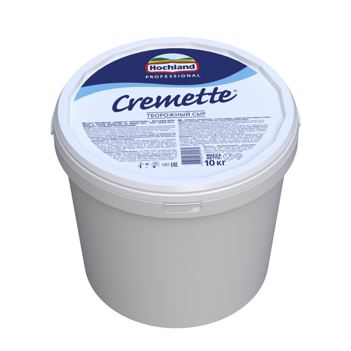 БЗМЖ СЫР КРЕМЕТТЕ 65% 10 КГ ВЕДРО
