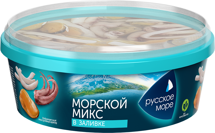 КОКТЕЙЛЬ ИЗ МОРЕПРОДУКТОВ РУССКОЕ МОРЕ В ЗАЛИВКЕ "МОРСКОЙ МИКС"  300ГР