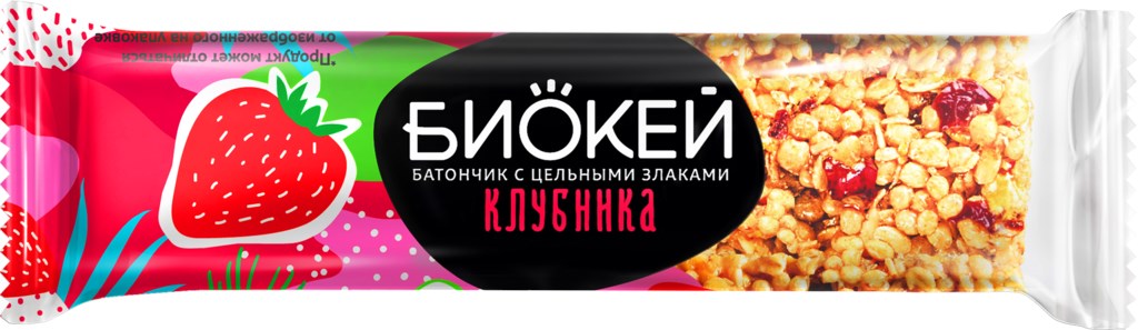 БАТОНЧИК БИОКЕЙ С КЛУБНИКОЙ И ЦЕЛЬНЫМИ ЗЛАКАМИ 25Г БАТОНЧИК БИОКЕЙ С КЛУБНИКОЙ И ЦЕЛЬНЫМИ ЗЛАКАМИ 25Г