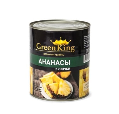 АНАНАСЫ В ЛЕГКОМ СИРОПЕ ГРИН КИНГ КУСОЧКИ 580ГР Ж/Б
