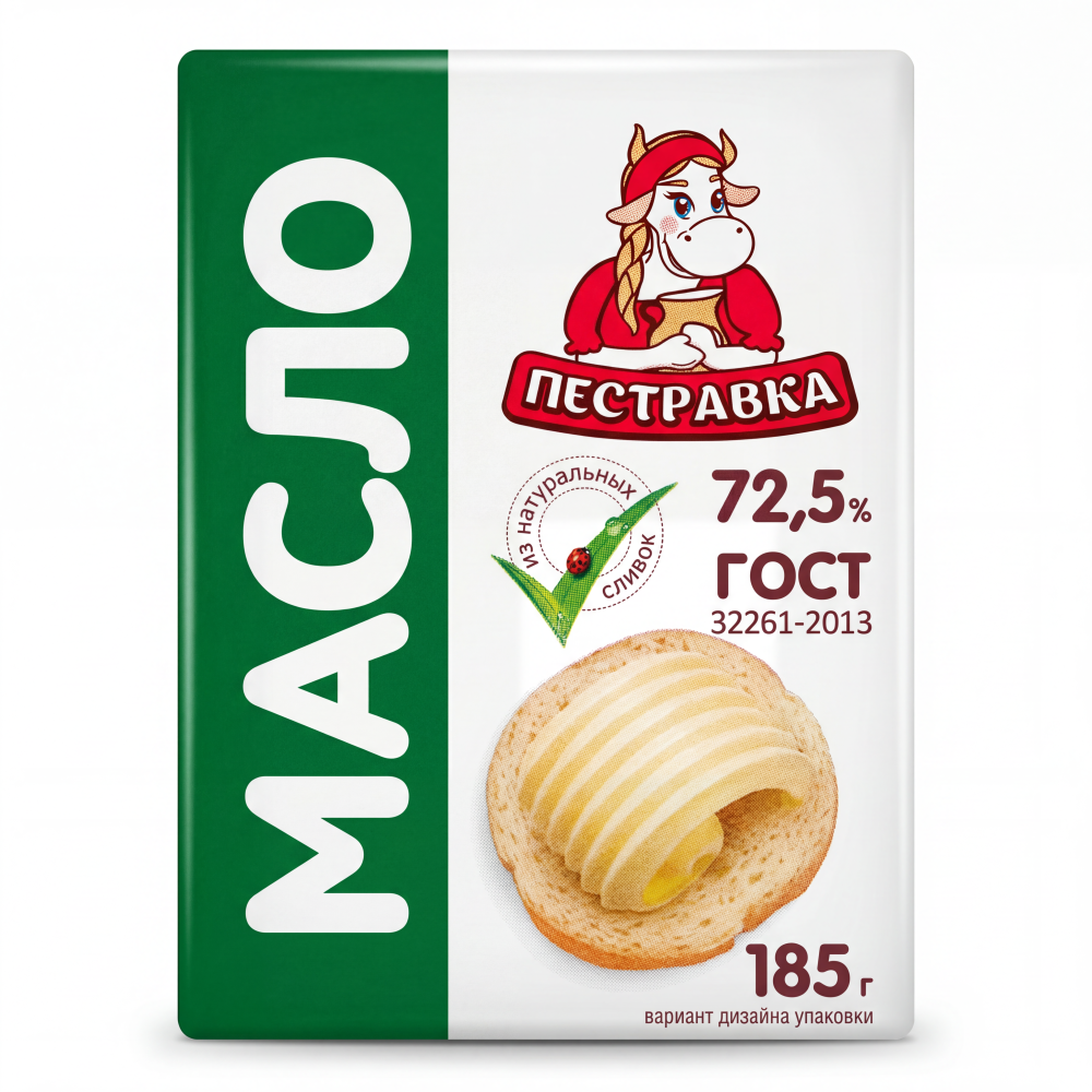 БЗМЖ МАСЛО ПЕСТРАВКА СЛИВОЧНОЕ КРЕСТЬЯНСКОЕ 72,5% 185ГР