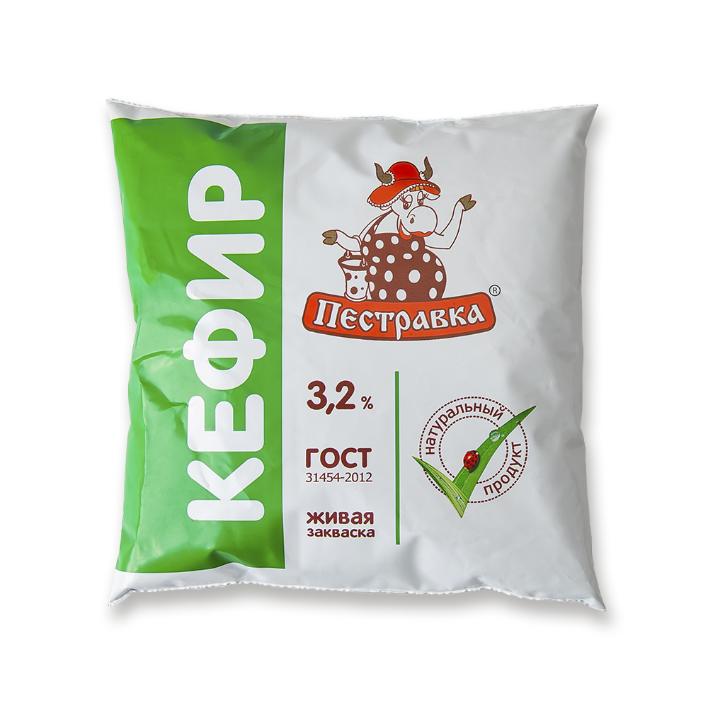 БЗМЖ КЕФИР ПЕСТРАВКА 3,2% 450ГР Ф/П