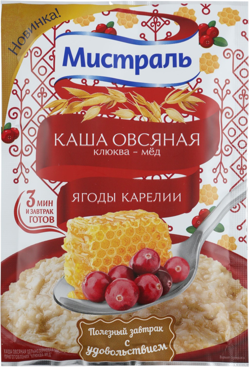 КАША ОВСЯНАЯ МИСТРАЛЬ КЛЮКВА/МЕД 40ГР