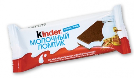 ПИРОЖНОЕ БИСКВИТНОЕ КИНДЕР МОЛОЧНЫЙ ЛОМТИК 28ГР