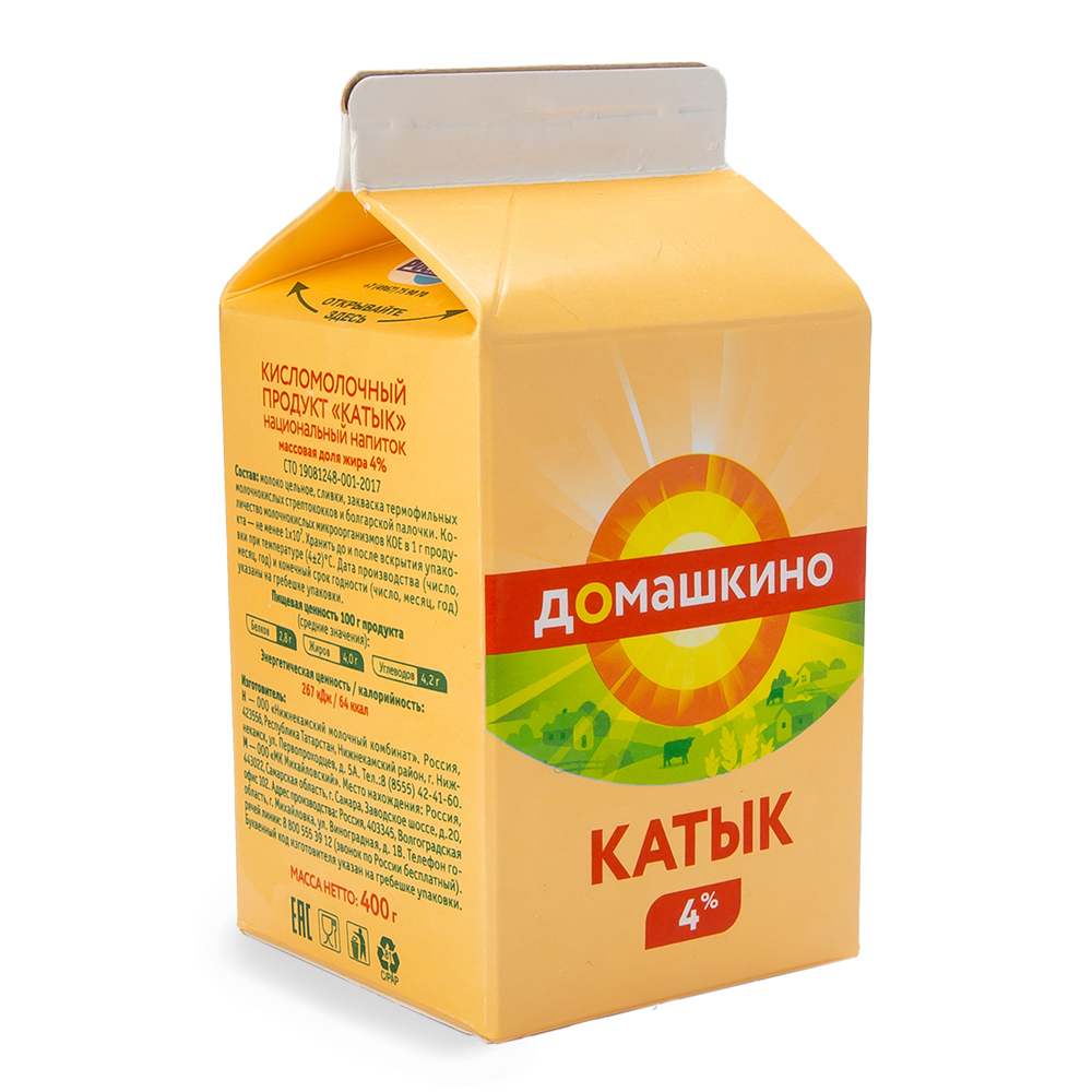 БЗМЖ КАТЫК СЕЛО ДОМАШКИНО 4% 400ГР П/П