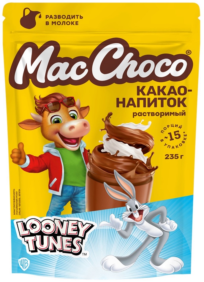 КАКАО MACCHOCO СО ВКУСОМ БАНАНА И ПЕЧЕНЬЯ 235Г